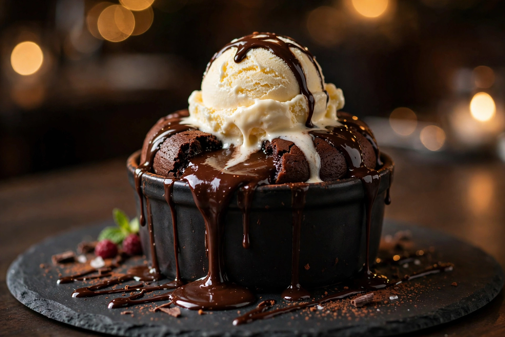 Black Rock Hartland menu desserts – sizzling volcano turtle cheesecake with sparkler