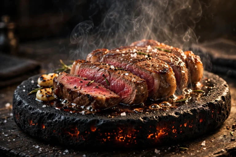 Black Rock Hartland menu – steak sizzling on the 755 degree volcanic rock at Black Rock Bar and Grill Hartland MI
